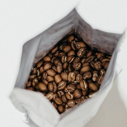 open bag of roasted coffee beans