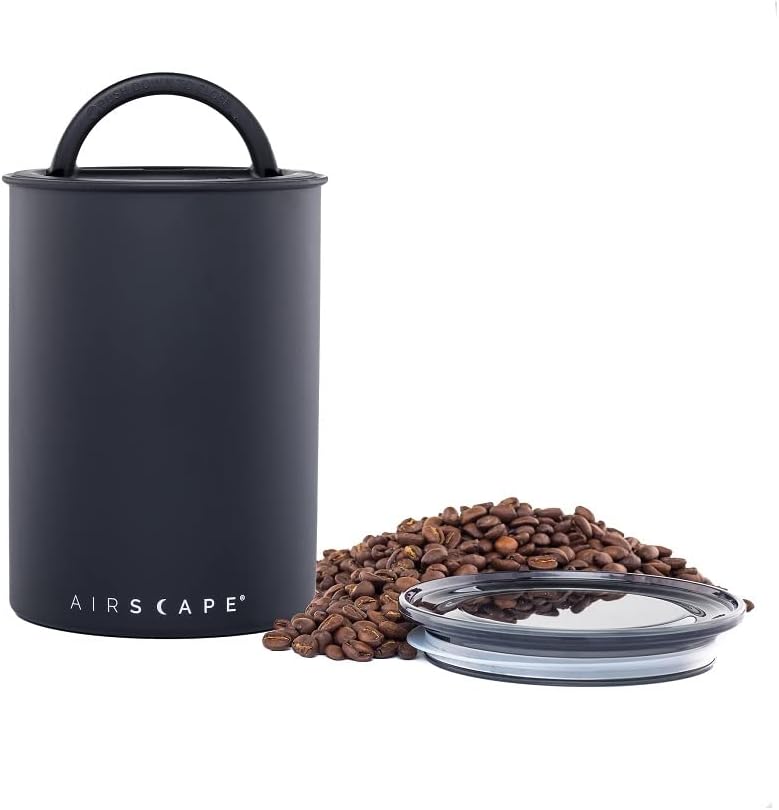 Airscape vacuum coffee canister in matte black